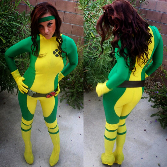 X Men Rogue Costume Spandex Bodysuit Women 